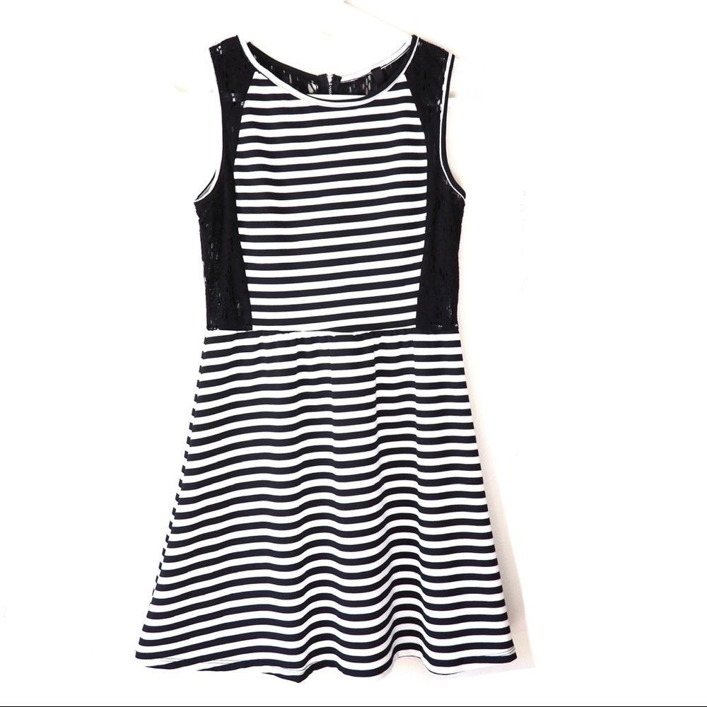 dELiA*s Black and White Striped Lace Back Dress